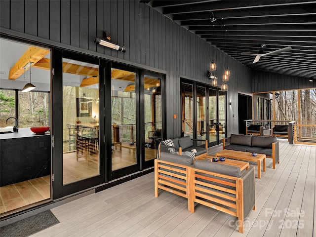 80 Hemlock Cir, Black Mountain, NC 28711 - deck featuring outdoor lounge area, french doors, and a sink