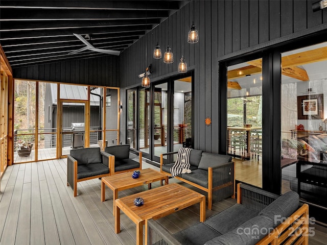 80 Hemlock Cir, Black Mountain, NC 28711 - sunroom featuring vaulted ceiling, french doors, and an outdoor living space