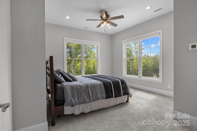 5360 Low Country Rd, Lenoir, NC 28645 - bedroom featuring baseboards, carpet floors, recessed lighting, and ceiling fan