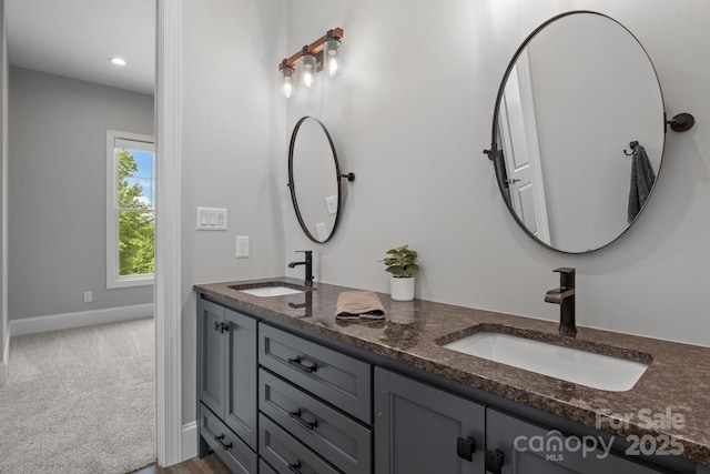5360 Low Country Rd, Lenoir, NC 28645 - full bathroom featuring double vanity, baseboards, and recessed lighting
