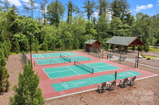 5360 Low Country Rd, Lenoir, NC 28645 - view of tennis court with a gazebo and shuffleboard