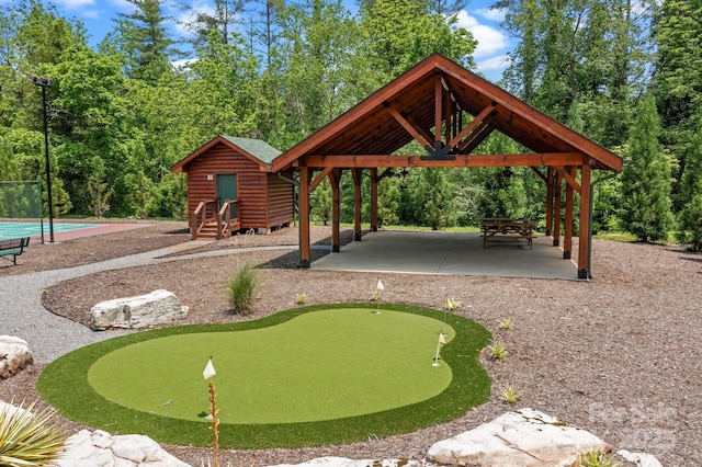 5360 Low Country Rd, Lenoir, NC 28645 - surrounding community featuring a putting green, a gazebo, a patio area, and a swimming pool