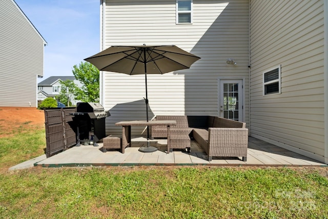 view of patio / terrace with an outdoor hangout area and grilling area