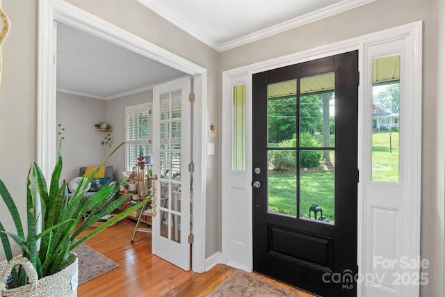 530 Bonita Dr, Landis, NC 28088 - entryway with light wood finished floors, crown molding, and baseboards