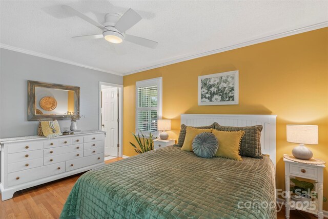 530 Bonita Dr, Landis, NC 28088 - bedroom with wood finished floors, crown molding, and ceiling fan
