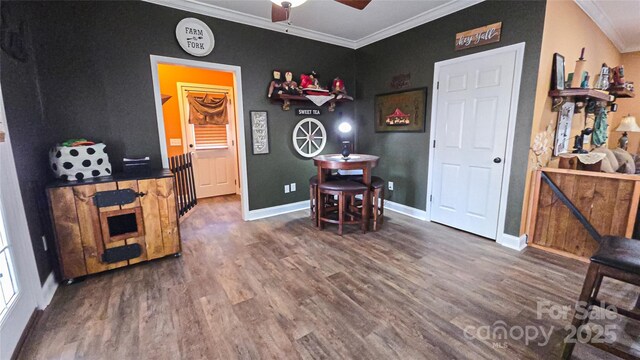 5562 Jenkins Rd, Morganton, NC 28655 - recreation room with baseboards, ornamental molding, and wood finished floors