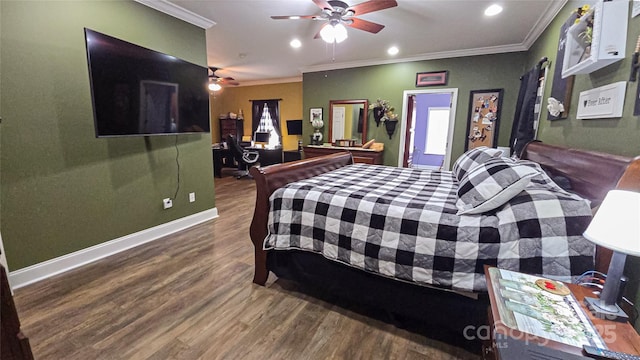 5562 Jenkins Rd, Morganton, NC 28655 - bedroom with ornamental molding, baseboards, recessed lighting, and wood finished floors
