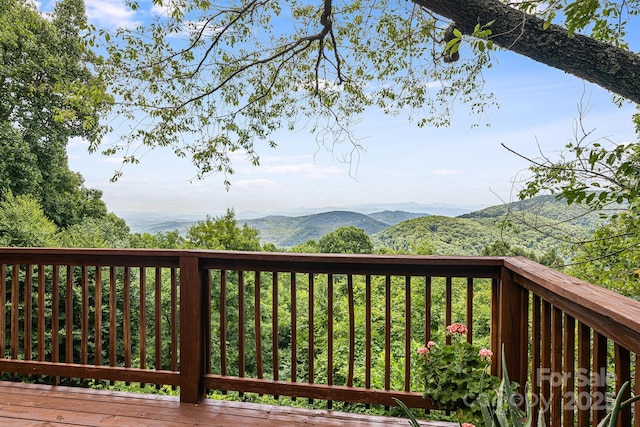 deck featuring a mountain view