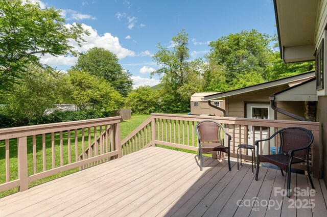 4329 Island Ford Rd, Brevard, NC 28712 - wooden terrace featuring a lawn