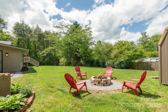 4329 Island Ford Rd, Brevard, NC 28712 - view of yard with a fire pit and stairs