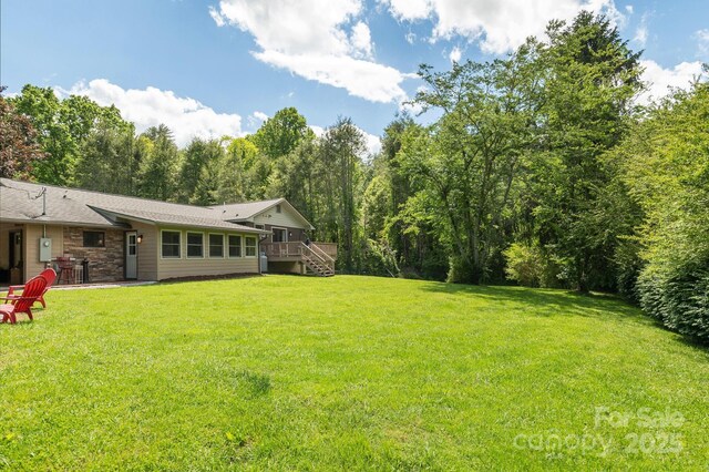 4329 Island Ford Rd, Brevard, NC 28712 - view of grassy yard featuring a wooden deck