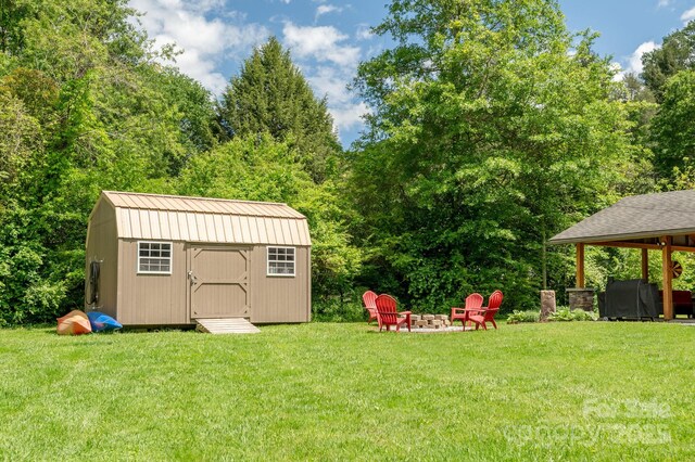 4329 Island Ford Rd, Brevard, NC 28712 - view of grassy yard featuring an outdoor fire pit