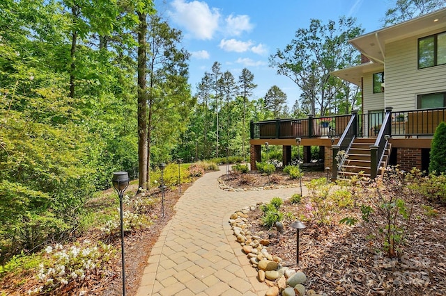 115 Forestcliff Ct NE, Concord, NC 28025 - view of yard with stairs and a wooden deck