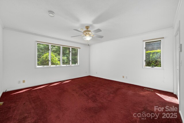 1152 Bent Tree Dr Unit F2Garage, Hendersonville, NC 28739 - carpeted empty room featuring plenty of natural light, ceiling fan, a smoke detector, baseboards, and ornamental molding