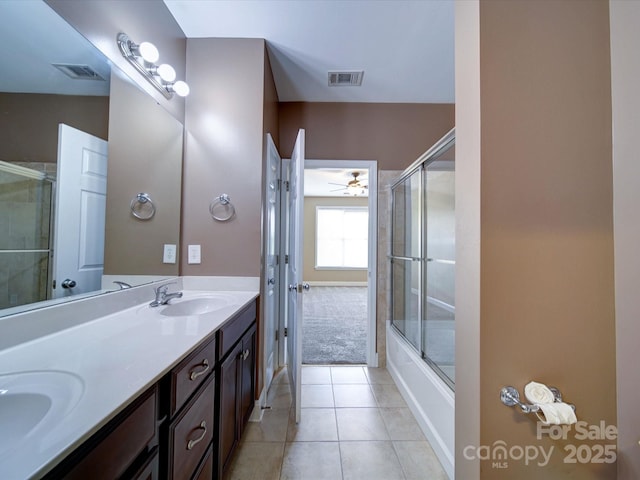 1000 E Woodlawn Rd Unit 402, Charlotte, NC 28209 - full bathroom featuring a sink, tile patterned flooring, double vanity, and visible vents