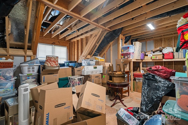 view of unfinished attic
