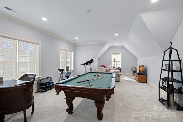 playroom featuring baseboards, visible vents, and carpet
