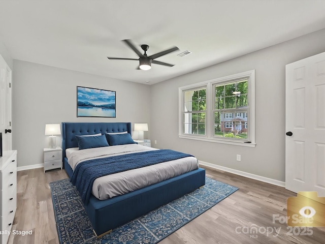 2544 Cedarwild Rd, Charlotte, NC 28212 - bedroom featuring a ceiling fan, baseboards, visible vents, and wood finished floors