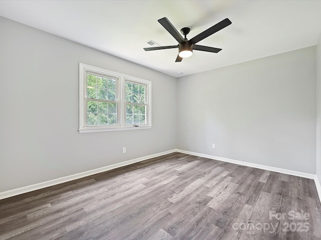 2544 Cedarwild Rd, Charlotte, NC 28212 - empty room featuring baseboards, ceiling fan, wood finished floors, and visible vents