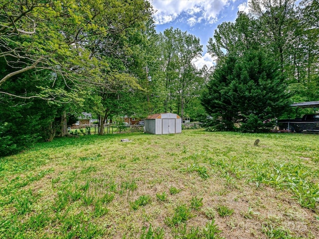2544 Cedarwild Rd, Charlotte, NC 28212 - view of yard with an outdoor structure, fence, and a storage shed