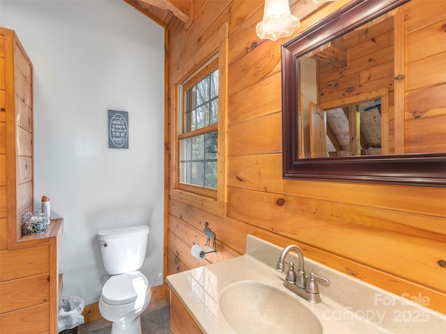 90 Junco Trl, Waynesville, NC 28785 - bathroom with toilet, wood walls, and vanity