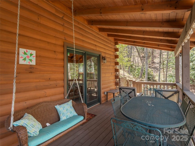 90 Junco Trl, Waynesville, NC 28785 - wooden terrace featuring outdoor dining space