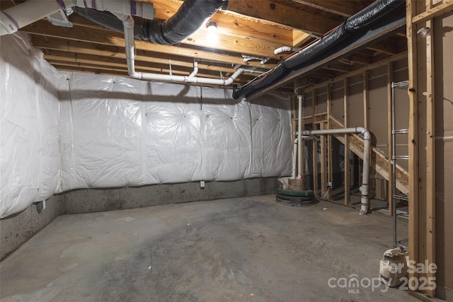 view of unfinished basement