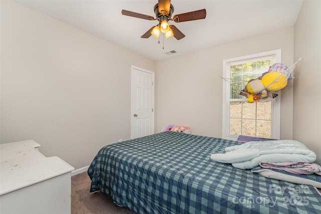 658 Morgan Rd, Albemarle, NC 28001 - bedroom featuring baseboards, carpet, a ceiling fan, and visible vents