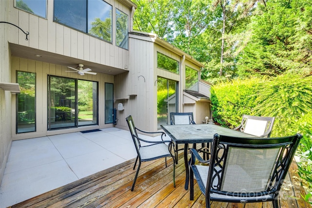 173 Greenridge Rd, Lake Wylie, SC 29710 - wooden terrace featuring outdoor dining area and a ceiling fan