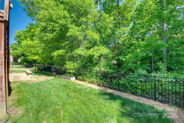 view of yard featuring a fenced backyard