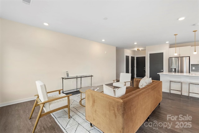 3630 N Davidson St Unit 3301, Charlotte, NC 28205 - living room with recessed lighting, baseboards, and wood finished floors