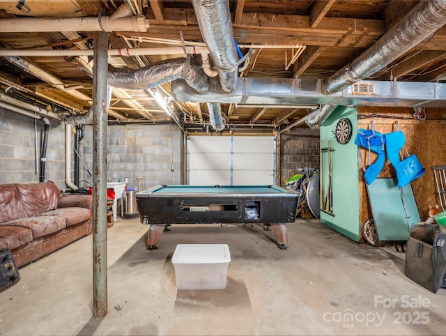basement with billiards