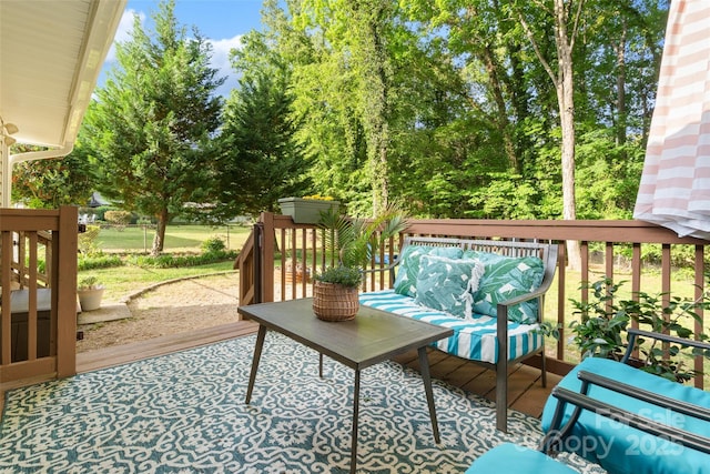 exterior space featuring an outdoor living space