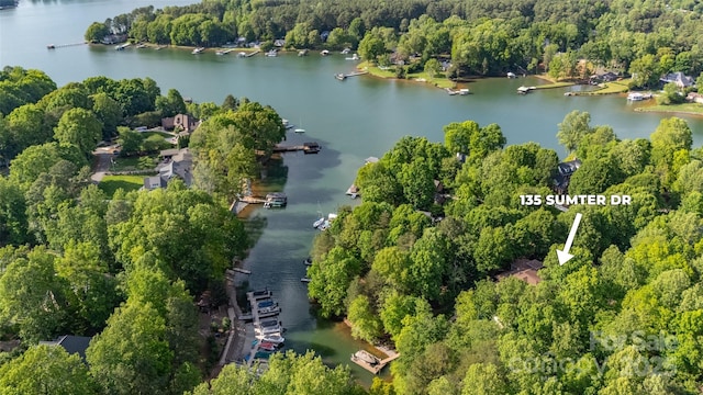 135 Sumter Dr, Mooresville, NC 28117 - bird's eye view featuring a view of trees and a water view