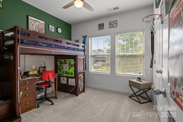 7620 Porrera St, Charlotte, NC 28214 - bedroom featuring carpet flooring, a ceiling fan, baseboards, and visible vents