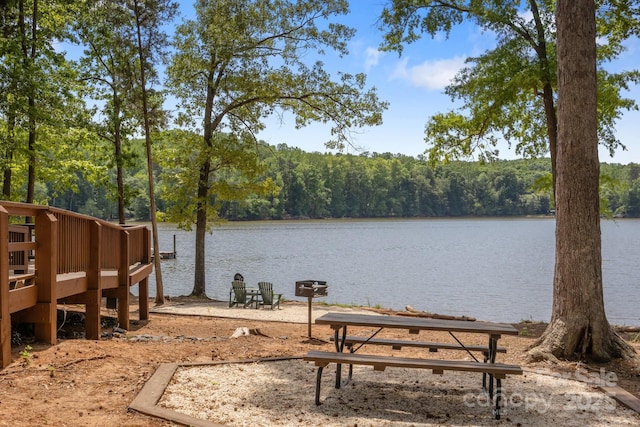 7620 Porrera St, Charlotte, NC 28214 - exterior space with a water view and a wooded view