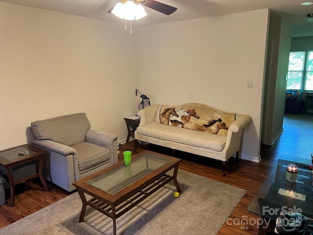 116 Fairview St, Shelby, NC 28152 - living area featuring wood finished floors, ceiling fan, and baseboards