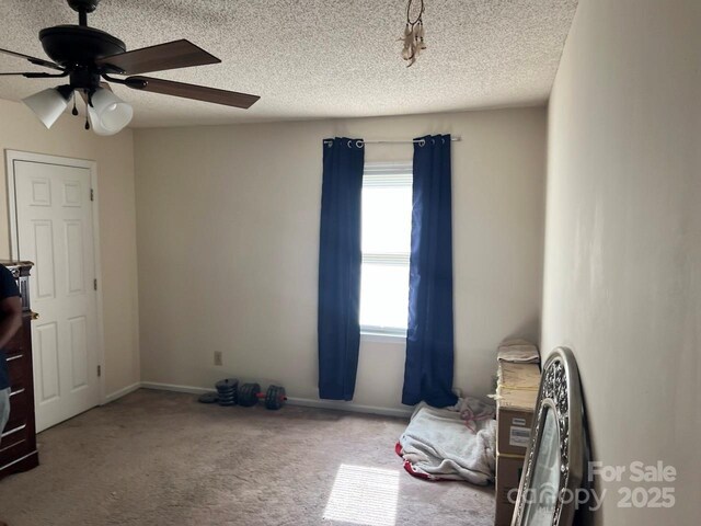 116 Fairview St, Shelby, NC 28152 - unfurnished bedroom with a textured ceiling, carpet, ceiling fan, and baseboards