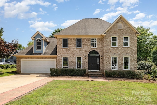 109 Arabian Ln, Salisbury, NC 28147 - view of front of property featuring a front yard, driveway, a garage, and brick siding