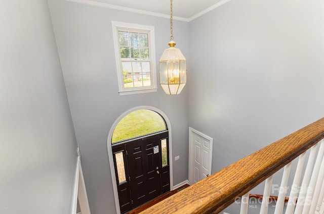 109 Arabian Ln, Salisbury, NC 28147 - foyer entrance featuring a towering ceiling, crown molding, and stairs