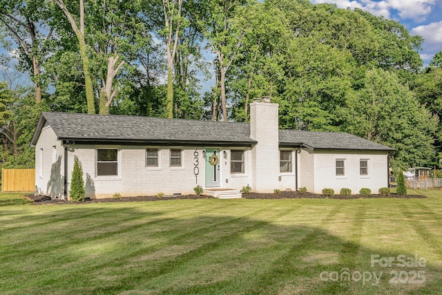 6301 Vernedale Rd, Charlotte, NC 28212 - ranch-style home with a chimney, brick siding, and a shingled roof
