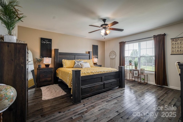 6084 Little River Ct, Granite Falls, NC 28630 - bedroom featuring wood finished floors, a ceiling fan, and baseboards