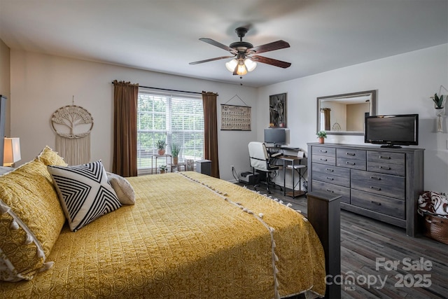 6084 Little River Ct, Granite Falls, NC 28630 - bedroom with wood finished floors and ceiling fan