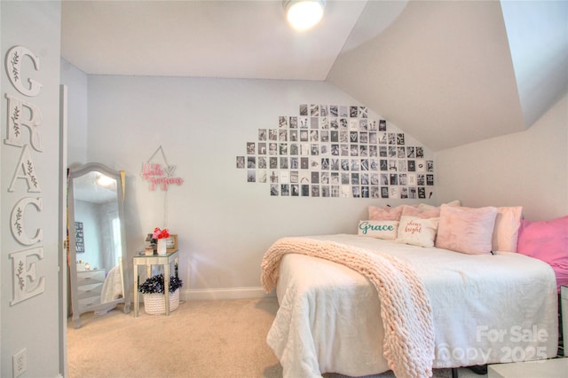 3009 Thayer Dr, Waxhaw, NC 28173 - bedroom featuring carpet flooring, vaulted ceiling, and baseboards