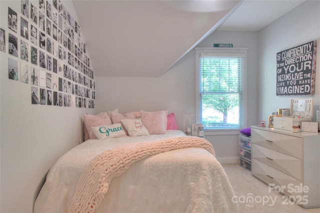 3009 Thayer Dr, Waxhaw, NC 28173 - carpeted bedroom with lofted ceiling and baseboards