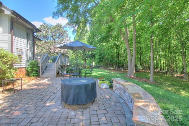 3009 Thayer Dr, Waxhaw, NC 28173 - view of patio / terrace with a wooden deck and stairway