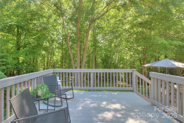 3009 Thayer Dr, Waxhaw, NC 28173 - wooden deck with a forest view