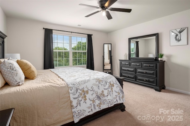 9613 Fire Bellied Ct, Lancaster, SC 29720 - bedroom featuring light colored carpet, baseboards, and a ceiling fan