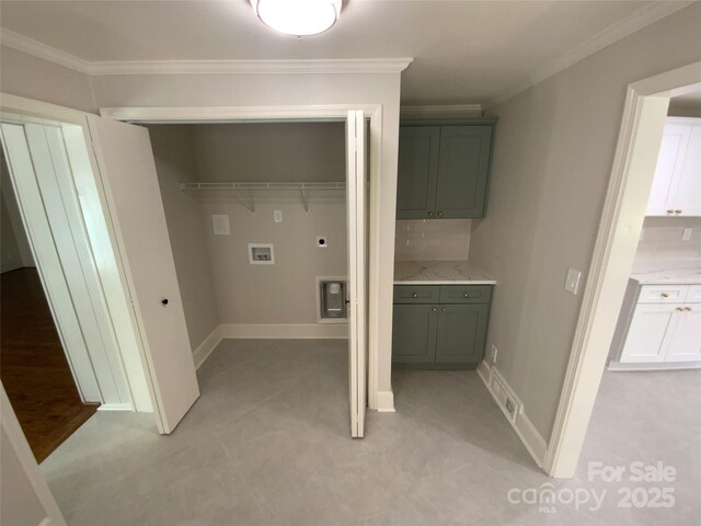 141 Edenvale Rd, Rock Hill, SC 29730 - washroom with hookup for an electric dryer, hookup for a washing machine, crown molding, and baseboards