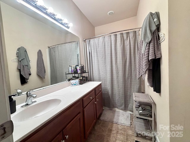 9832 Longstone Ln, Charlotte, NC 28277 - full bath featuring vanity, heating unit, and a shower with curtain